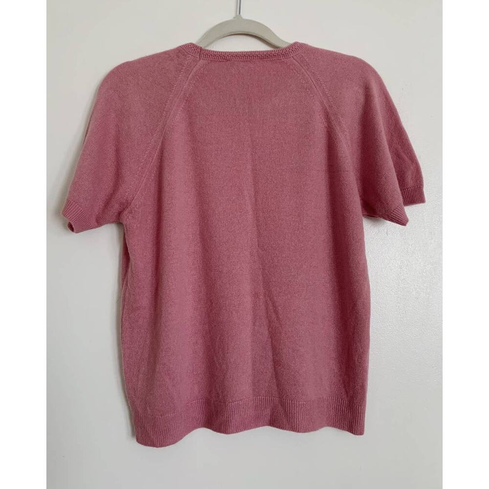 Pink Vintage Duvet Acrylic Short Sleeve Sweater Top M - Picture 3 of 3